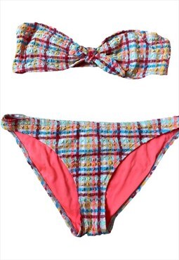 Vintage Y2K 00's Summer Strapless Bandeau Bikini Gingham