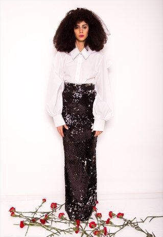 REVERSIBLE SEQUIN SKIRT