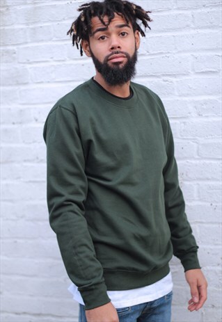 PLAIN RETRO FIT FOREST GREEN SWEATSHIRT