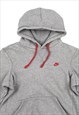 NIKE GREY PULLOVER HOODIE, RED EMBROIDERED LOGO