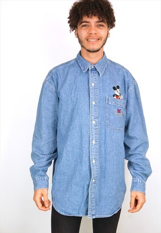 VINTAGE 90'S MICKY MOUSE DENIM SHIRT
