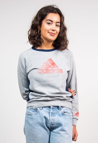 VINTAGE 90'S GREY ADIDAS GREY SWEATER SWEATSHIRT