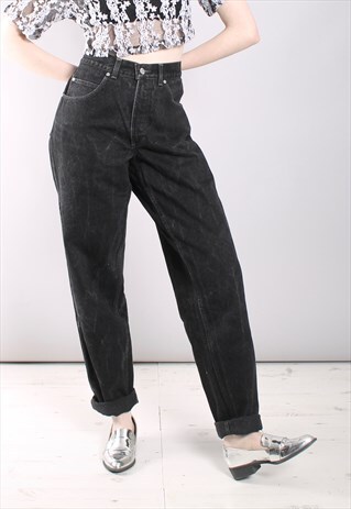 VINTAGE 90S BLACK HIGH WAISTED MOM JEANS