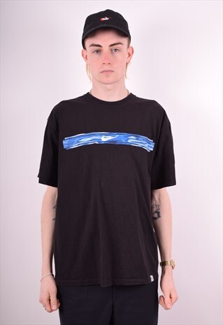 NIKE MENS VINTAGE T-SHIRT TOP LARGE BLACK 90S