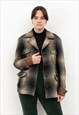 G.H BASS WOOL OVER COAT JACKET CHECK PLAID TARTAN WINTER TOP