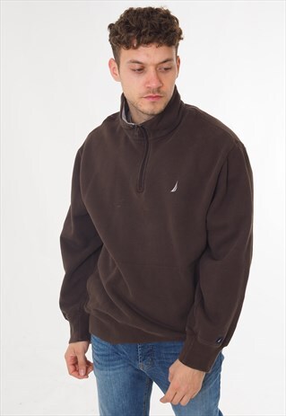 VINTAGE NAUTICA 1/4 ZIP SWEATSHIRT BROWN