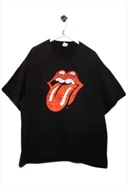 Vintage Gildan T-Shirt Vintage Rolling Stones Logo Print Bla