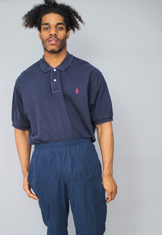 VINTAGE POLO RALPH LAUREN NAVY BLUE POLO SHIRT