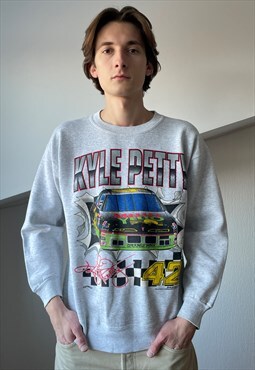 Vintage NASCAR Sweatshirt Crew Neck Graphic Kyle Petty 90s