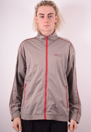LOTTO MENS VINTAGE TRACKSUIT TOP JACKET XL GREY 90S