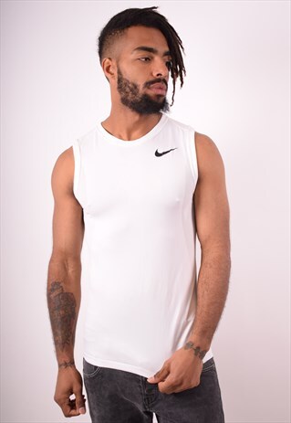 NIKE MENS VINTAGE VEST TOP SMALL WHITE 90S