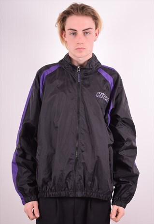 REEBOK MENS VINTAGE KINGS TRACKSUIT TOP JACKET XL BLACK 90S