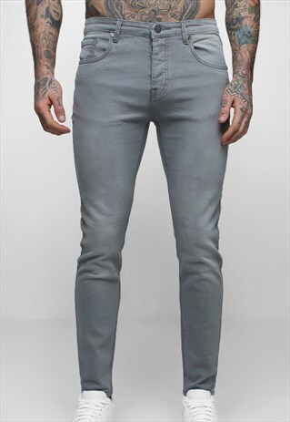 ESSENTIAL SLIM MAX JEGGING SKINNY DENIM JEANS - SLATE GREY