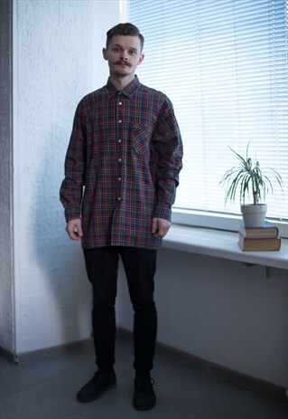 VINTAGE 80'S MULTICOLOUR PLAID COTTON SHIRT