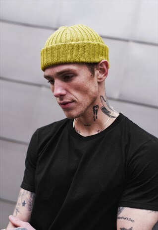 SMALL WINTER TRAWLER FISHERMAN BEANIE HAT - MUSTARD YELLOW