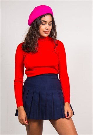 VINTAGE 70'S RED TURTLE NECK LONG SLEEVE TOP