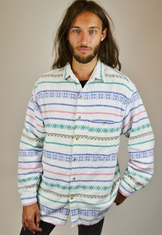 VINTAGE 90'S STRIPED PATTERN FLANNEL SHIRT