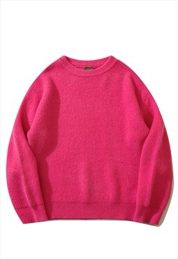 Neutral color everyday solid sweater knitwear jumper in pink