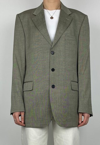 Christian Dior Blazer Jacket Vintage 90s Green Wool Mens