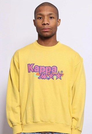 VINTAGE KAPPA BIG LOGO SPELLOUT SWEATSHIRT YELLOW