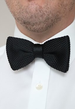 Wedding Handmade Polyester Knitted Bow Tie In Black