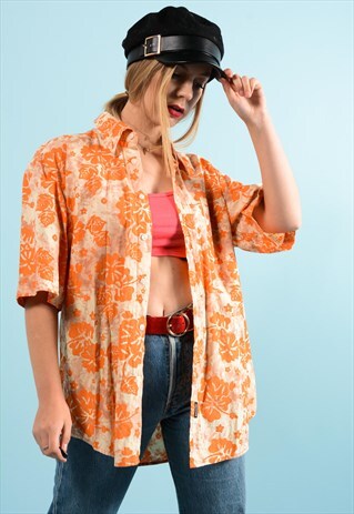 VINTAGE ORANGE HAWAIIAN SHIRT