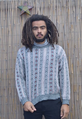 RETRO PATTERN KNITTED SWEATSHIRT