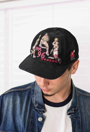 VINTAGE JORDAN RODMAN PIPEN CAP HAT LOGO 90S ONE SIZE 2.9