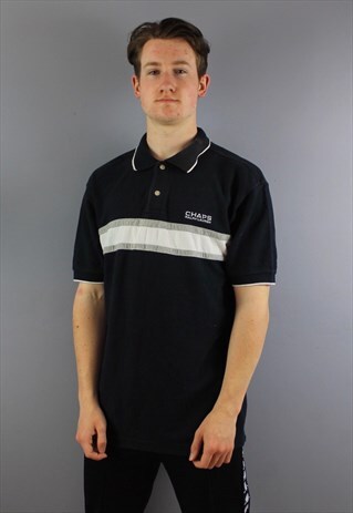 VINTAGE CHAPS RALPH LAUREN POLO SHIRT IN NAVY WITH EMBROIDER