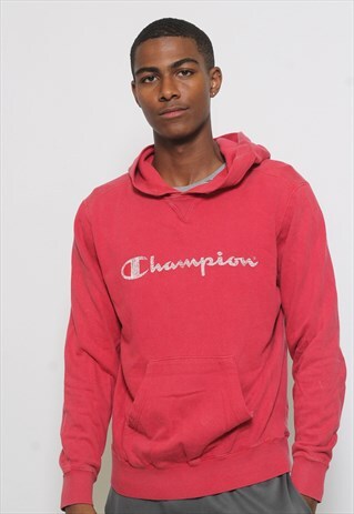 VINTAGE CHAMPION LOGO HOODIE RED