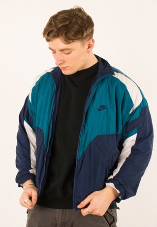 VINTAGE 90S BLUE NIKE COLOUR BLOCK WINDBREAKER JACKET