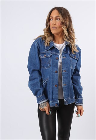 DENIM JACKET WRANGLER OVERSIZED FITTED UK 14 (L83T)