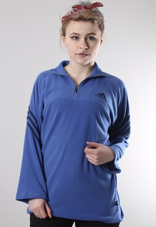 VINTAGE ADIDAS 1/4 ZIP FLEECE SWEATSHIRT LARGE