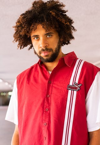 VINTAGE 80'S PUMA SHIRT IN RED AND WHITE