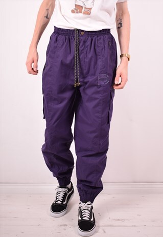 PUMA MENS VINTAGE TRACKSUIT TROUSERS LARGE PURPLE 90S