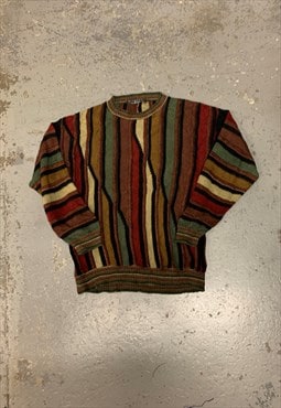 Vintage Abstract Knitted Jumper 3D Patterned Chunky Sweater