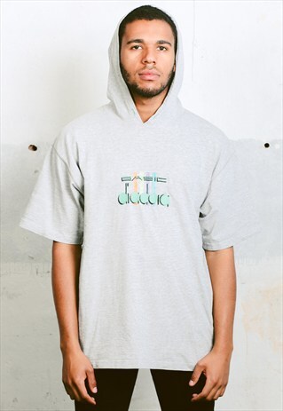 VINTAGE DIADORA HOODED T-SHIRT