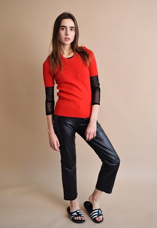 COOL 70'S RETRO MOD KNIT BLOUSE TOP