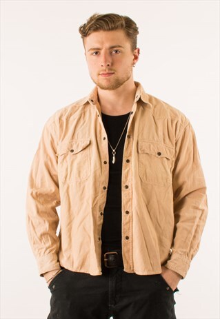 VINTAGE 90S BEIGE CORDUROY SHIRT LARGE