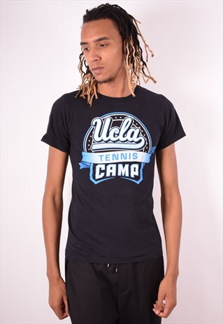 ADIDAS MENS VINTAGE UCLA BRUINS T-SHIRT TOP SMALL BLACK 90S
