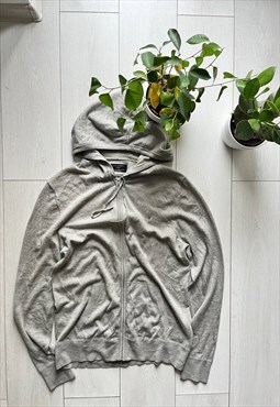 Allsaints Raven Qualited Zip Hoodie Gray Luxury