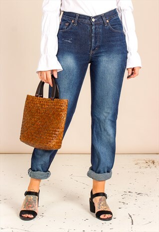 VINTAGE 90S LEVI'S HIGH WAISTED BLUE 501 JEANS 30W32L