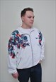 WHITE COLOR SPORT WEAR JACKET, 90S PATTERNED FESTIVAL JACKET