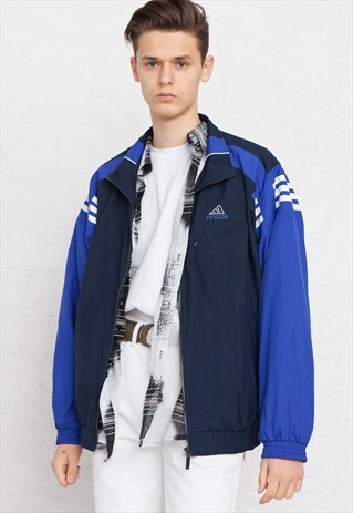 VINTAGE BLUE ADIDAS ZIP TRACK JACKET