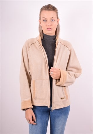 CHAMPION WOMENS VINTAGE CARDIGAN JUMPER MEDIUM BROWN 90S