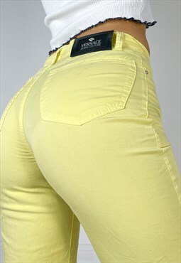 Rare Vintage 90S Versace Trousers High Waisted Yellow