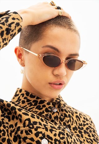 SARA - CHAMPANGE TINTED SKINNY CAT EYE SUNGLASSES