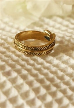 Classic Gold Feather Ring Adjustable