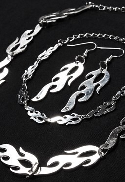 Silver Flame Repeat Y2K 00s Earrings