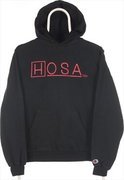 Vintage 90's Champion Hoodie Embroidered HOSA Black Small